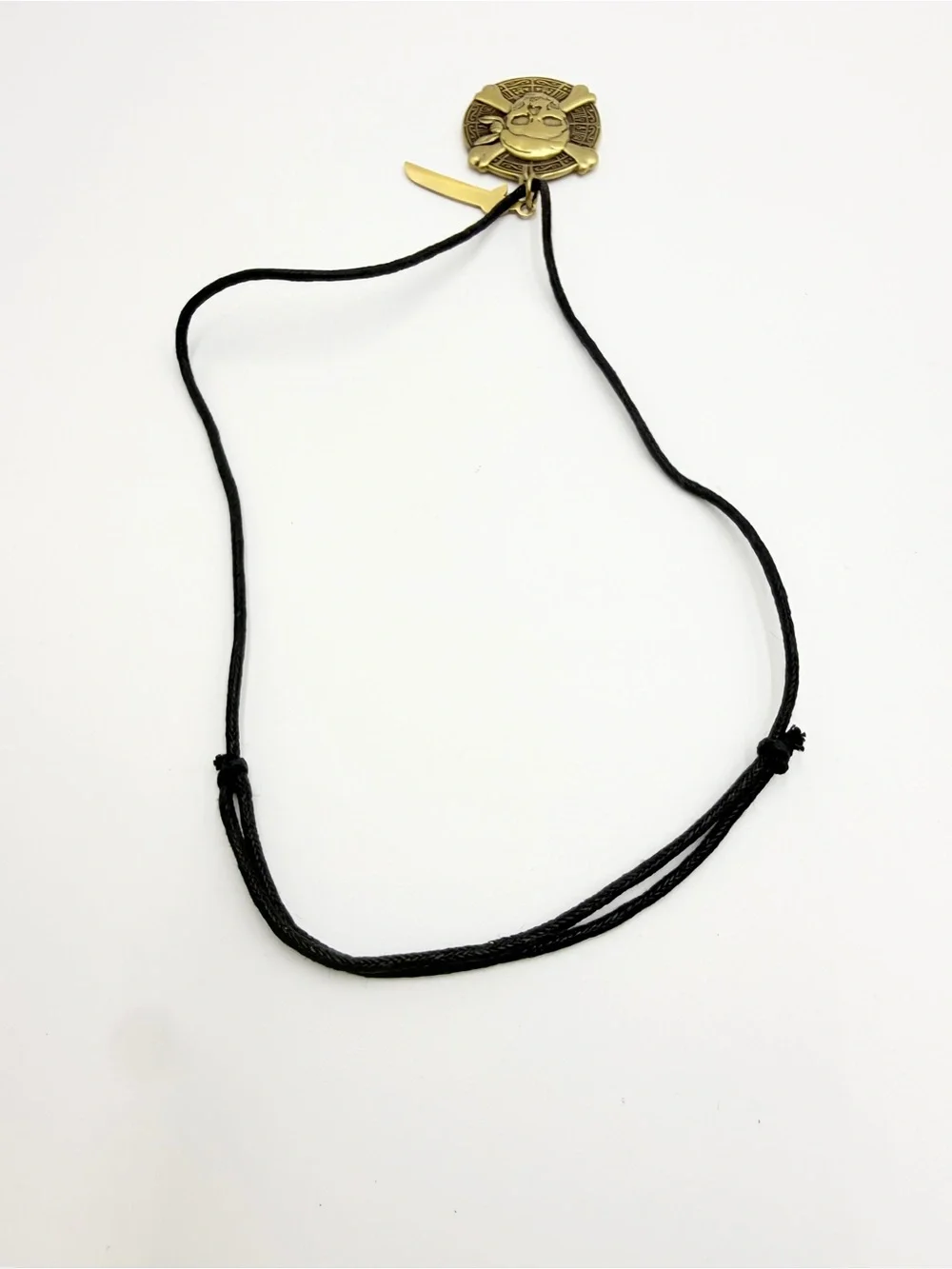 Pirate Skull Medallion Adjustable Cord Necklace with Signed Rebecca Charm - Picture 8 of 11